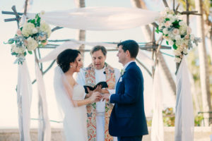 Florida Bride and Groom Outdoor Waterfront Sarasota Wedding Ceremony Portrait | Sarasota Wedding Planner NK Productions