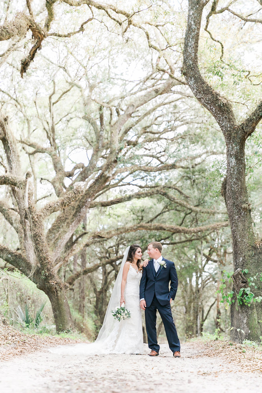 Bride and Groom Wedding Portrait at Outdoor Tampa Bay Wedding Venue | Rustic, Country Wedding Inspiration