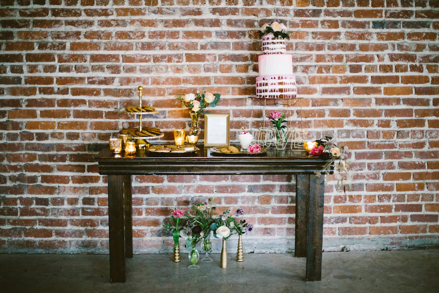 Florida, Modern Bohemian Inspired Styled Shoot Dessert Table with Cookies and Three Tiered Naked Cake | Vintaged Wooden Dessert Table | Tampa Bay Wedding Planner Glitz Events