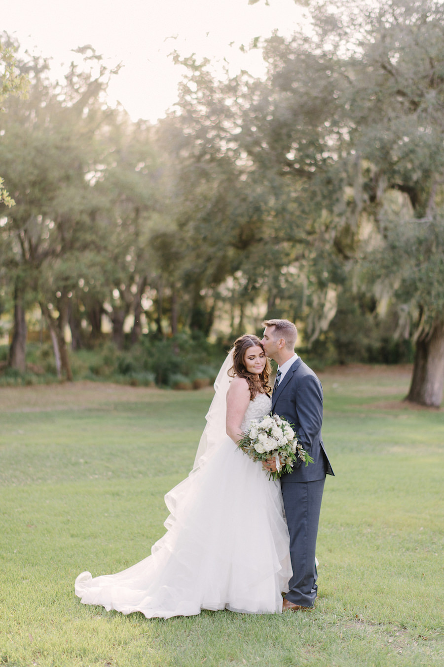 Tampa Bay Bride and Groom Rustic Wedding Day Portrait in White Essence of Australia Wedding Gown