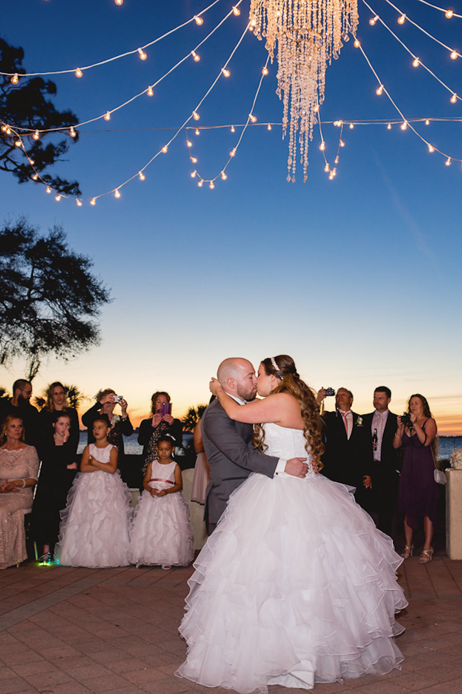 Bride and Groom Outdoor Nighttime First Dance Wedding Portrait | Sarasota Wedding Photographer Grind and Press Photography | Hair and Makeup Michele Renee The Studio