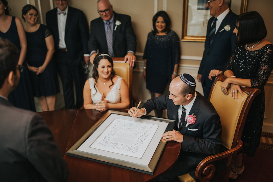 Bride and Groom Jewish Wedding Ceremony Ketubah Signing | Downtown Tampa Wedding Photographer Rad Red Creative