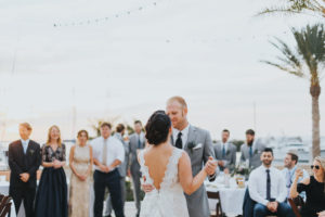 Outdoor Tampa Bay Bride and Groom Wedding First Dance Portrait at Westshore Yacht Club | South Tampa Wedding Venue Westshore Yacht Club | Tampa Bay Wedding Videographer Bonnie Newman Creative