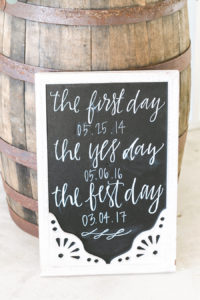Wedding Reception Chalkboard Sign with Oak Barrel | Rustic, Country Wedding Inspiration