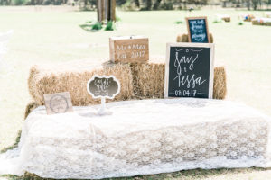 Wedding Reception Chalkboard Sign with Hay Bale | Rustic, Country Wedding Inspiration | Unique Guestbook Ideas