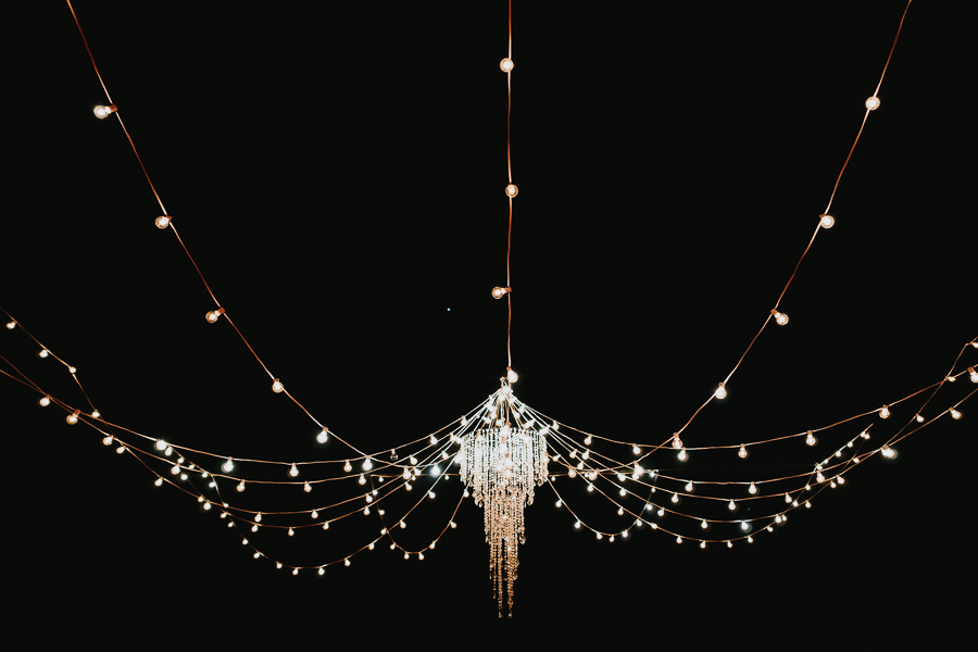 Hanging Outdoor Chandelier for Nighttime Wedding | Reception Decor Ideas and Inspiration
