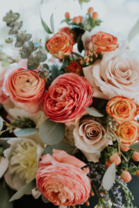 Peach and Blush Pink Wedding Bouquet with Greenery | Vintage Boho Wedding Inspiration | Tampa Wedding Florist Northside Florist