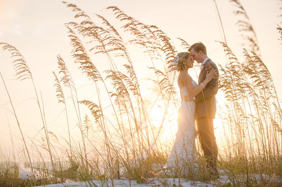 Bride and Groom Clearwater Beach Sunset Wedding Portrait | Clearwater Beach Wedding Planner Parties a la Carte | Photographer Marc Edwards Photographs