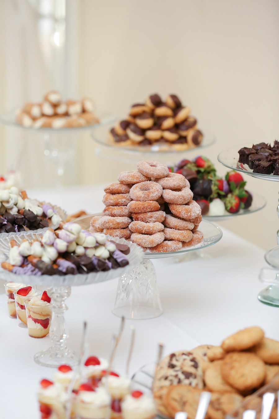 Wedding Dessert Table Favor Bar with Donuts, Cookies, Chocolate Dipped Fruit by Tampa Wedding Dessert Shop, A Piece of Cake