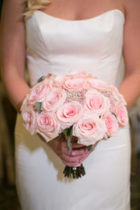 Blush Pink Rose Wedding Bouquet with Pear and Rhinestone Accents | Tampa Bay Wedding Florist Northside Florist | Wedding Photographer Carrie Wildes Photography