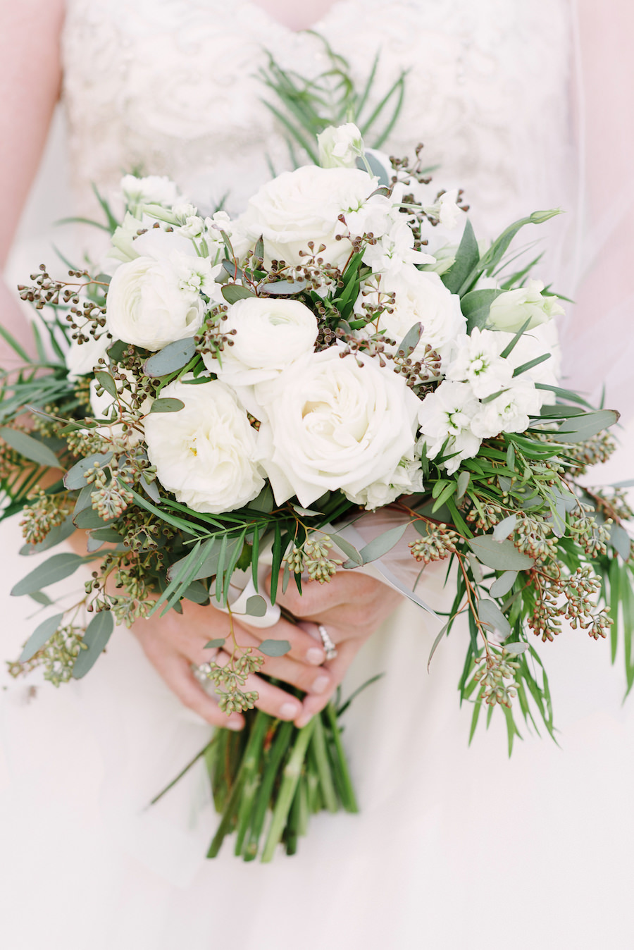 Ivory Roses and Eucalyptus Wedding Bouquet