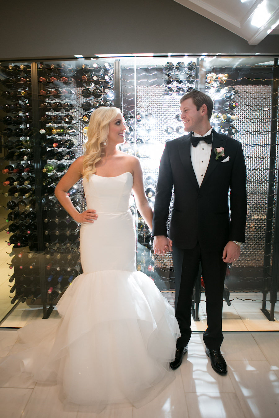 Bride and Groom Wedding Portrait in Wine Room | Wedding Venue The Tampa Club | Tampa Wedding Photographer Carrie Wildes Photography
