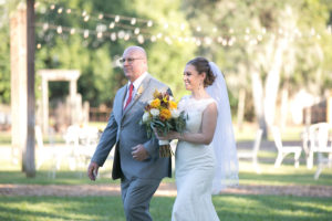 Bride and Father Walking Down the Aisle Wedding Portrait at Cross Creek Ranch | Tampa Bay Wedding Photographer Carrie Wildes Photography