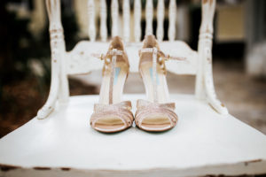 Betsey Johnson Glitter Sparkle Champagne Strappy Wedding Heels