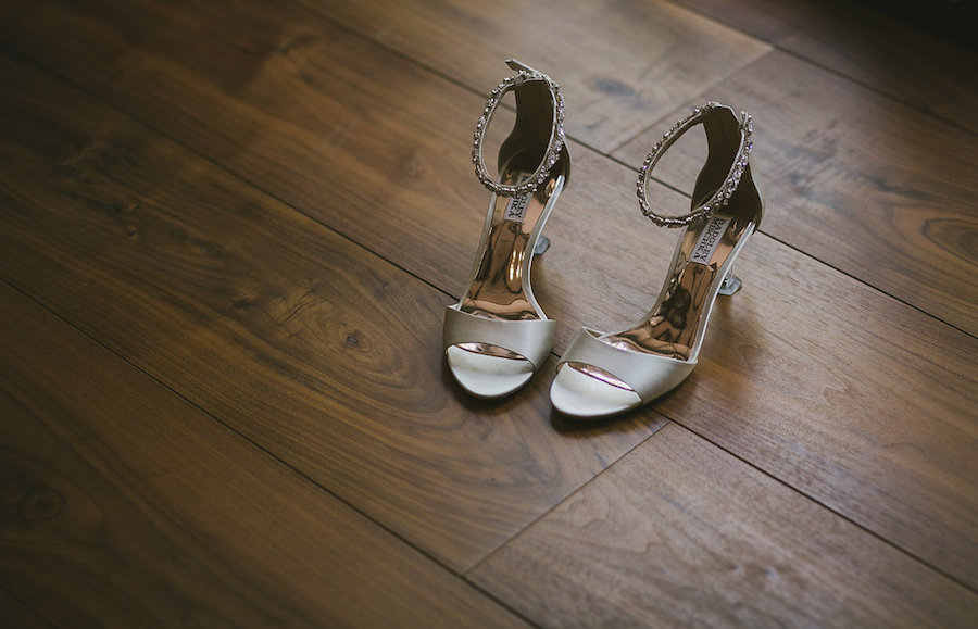 Silver Open Toe Badgley Mischka Wedding Bridal Shoes