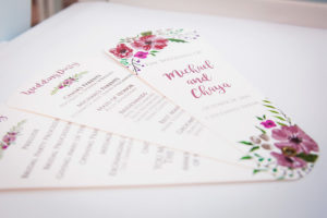 Wedding Ceremony Program Cards with Floral Detail
