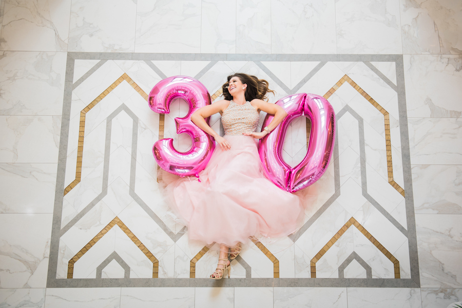 Big Pink 30 Balloons | Pink Birthday Party Dress from Lending Luxury | Modern Colorful Birthday Party Inspiration and Decor | Tampa Bay Portrait and Wedding Photographer Kera Photography | Hair and Makeup Michele Renee the Studio