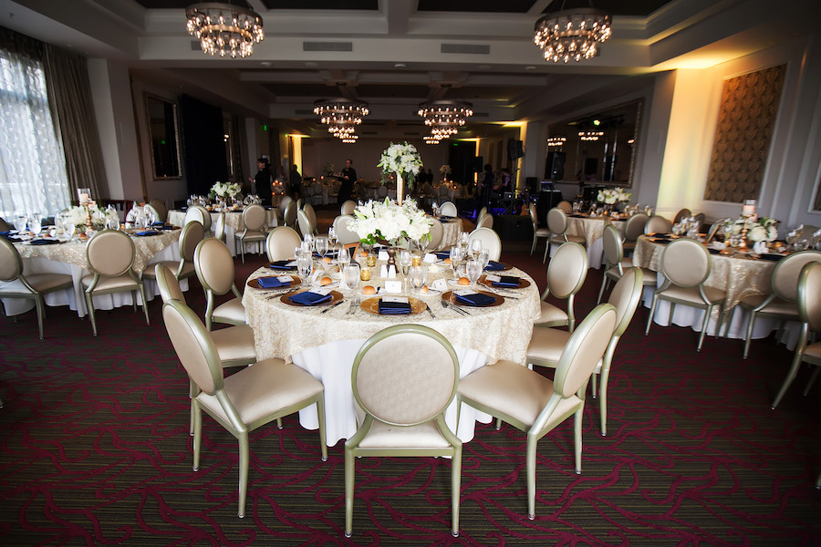 Elegant White and Gold Wedding Reception | Downtown St. Pete Hotel Wedding Venue The Birchwood