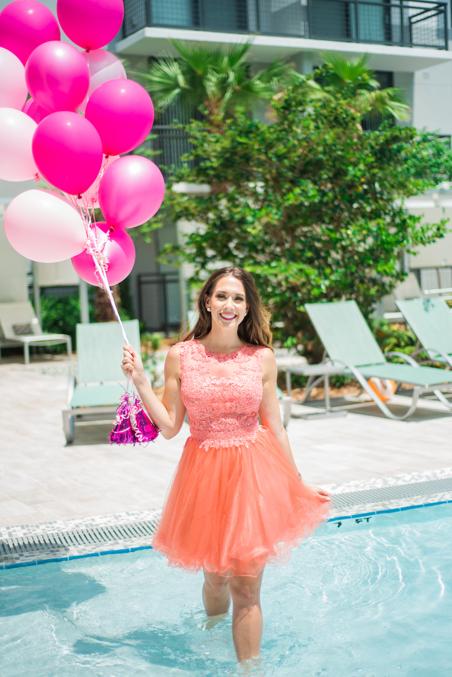 Pink Birthday Party Dress from Lending Luxury with Balloons | Modern Colorful Birthday Party Inspiration and Decor | Tampa Bay Portrait and Wedding Photographer Kera Photography
