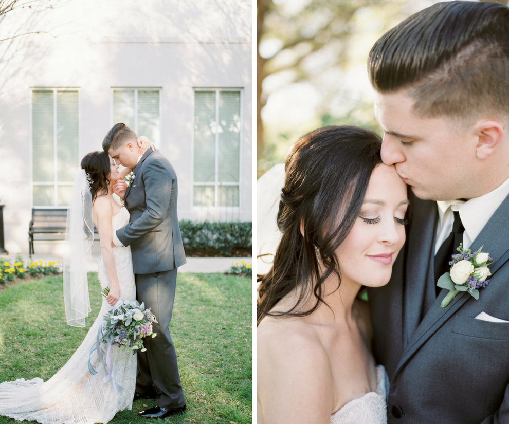 Outdoor Florida Bride and Groom Wedding Portrait | Wtoo Strapless Ivory Wedding Dress