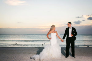 St Pete Beach Bride and Groom Wedding Portrait | Pronovias Bridal Wedding Dress | Don CeSar Wedding | St Pete Wedding Photographer Limelight Photography
