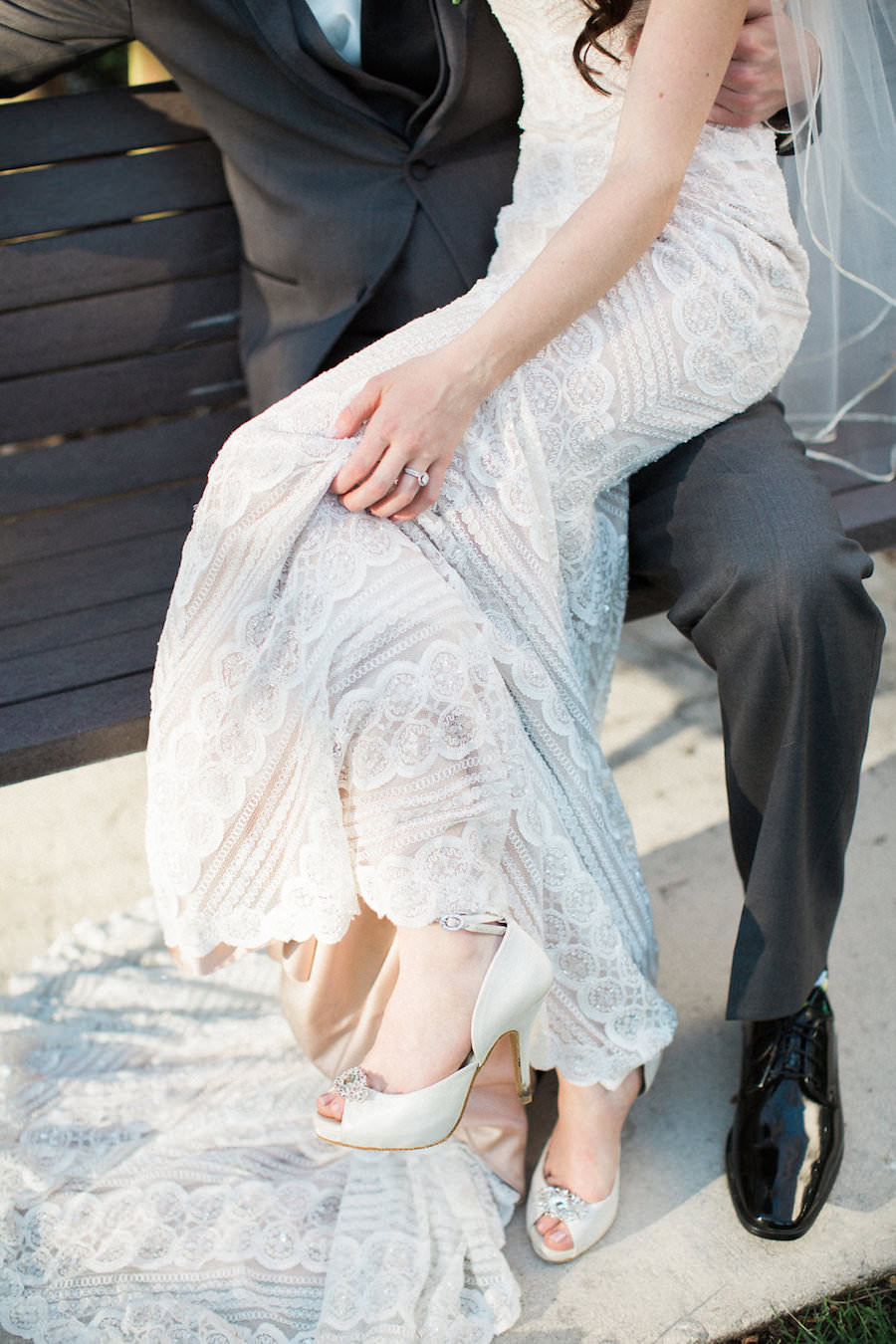 Outdoor Florida Bride and Groom Wedding Portrait | Wtoo Strapless Ivory Wedding Dress