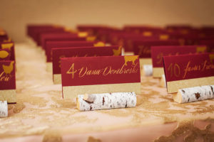 Burgundy and Gold Wedding Reception Birchwood Wedding Seating Card Table Number Holders