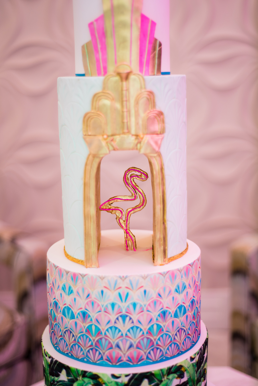 Modern Tropical Pink Flamingo Birthday Party Cake by the Artistic Whisk | Modern Colorful Birthday Party Inspiration and Decor | Tampa Bay Portrait and Wedding Photographer Kera Photography