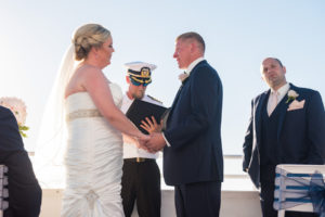 Outdoor Tampa Bay Bride and Groom Wedding Ceremony Portrait |Tampa Bay Waterfront Private Yacht Wedding Venue, Yacht Sensation