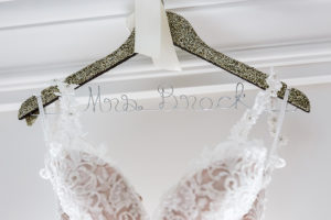 Custom Mrs Hanger with Blush Wedding Dress