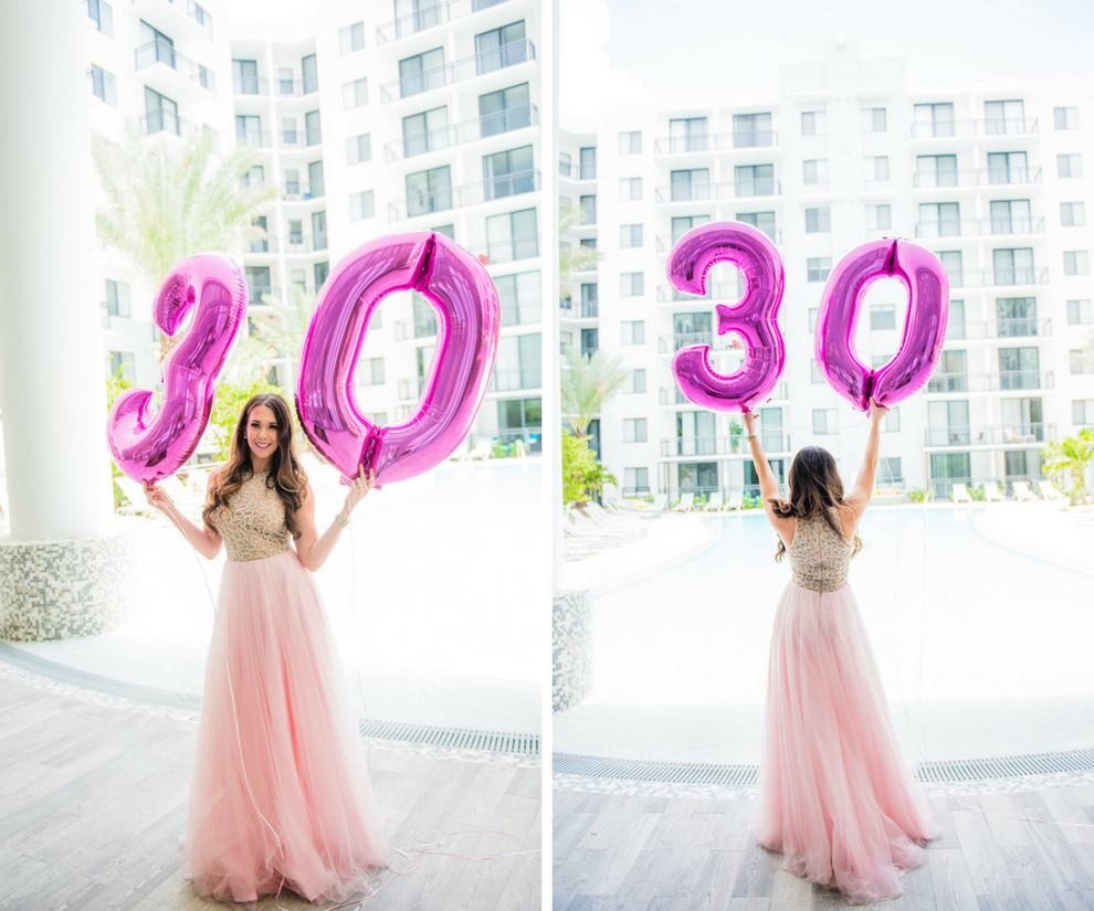 Big 30 Balloons | Pink Birthday Party Dress | Modern Colorful Birthday Party Inspiration and Decor | Tampa Bay Portrait and Wedding Photographer Kera Photography