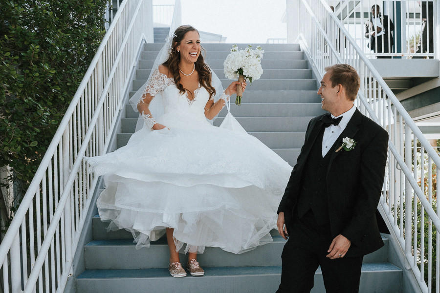 Florida Outdoor Bridal Wedding Portrait with Groom | Longsleeve Wedding Dresses | St. Pete Wedding Photographer Grind and Press Photography