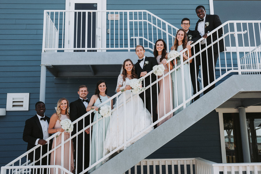 Outdoor St Pete Bridal Party Portrait on Steps | St. Pete Wedding Photographer Grind and Press Photography