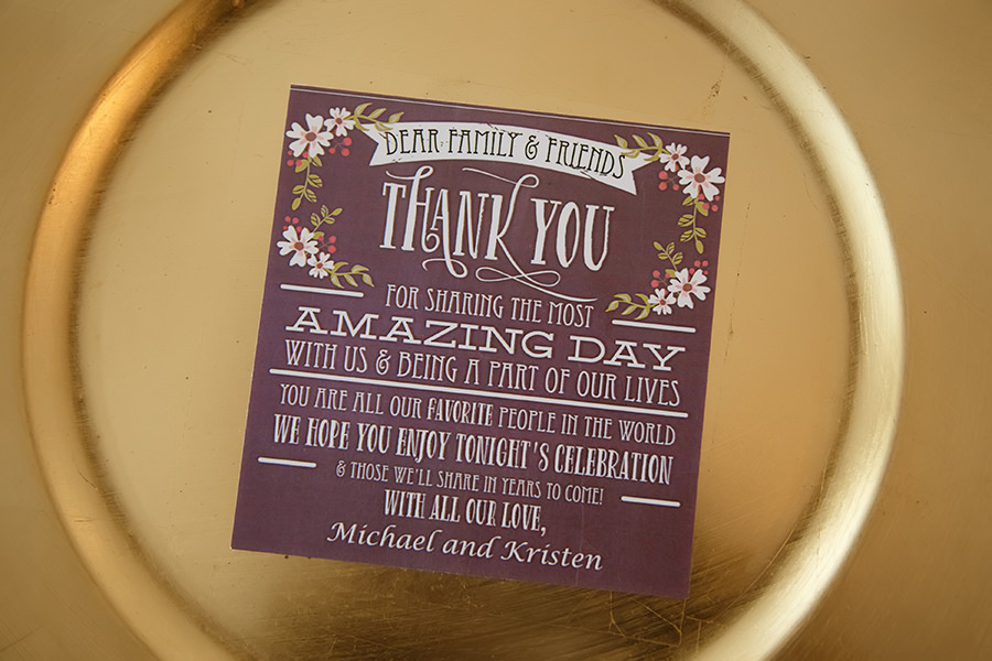 Rustic Purple and Floral Wedding Thank You Card From Bride and Groom