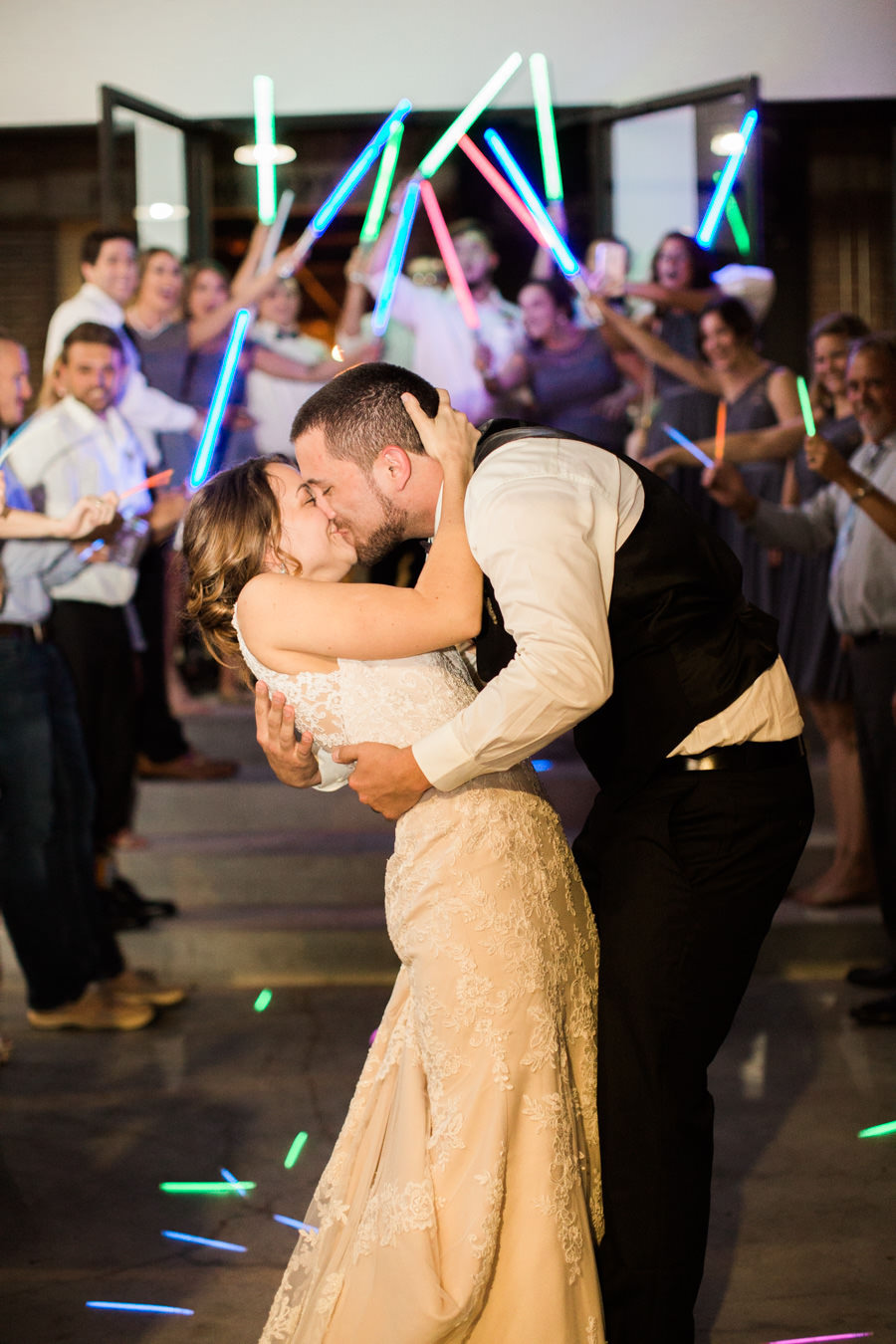 Bride and Groom Wedding Exit with Glo Sticks | Tampa Bay Wedding