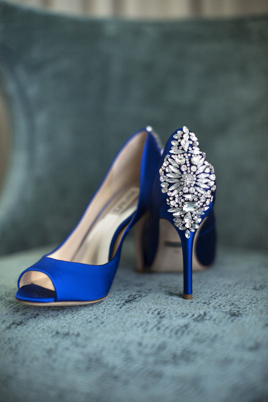 Manolo Blahnik Royal Blue Wedding Shoes with Rhinestones