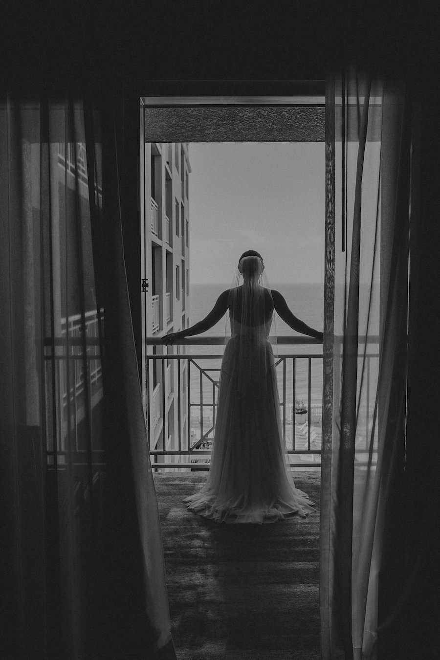 Bridal Portrait with Veil at Wedding Venue Hyatt Regency Resort and Spa | Clearwater Beach Wedding