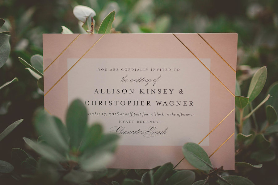 Elegant Modern Blush and Gold Foil Wedding Invitation