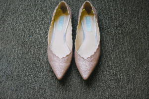 Blush Glitter Wedding Shoes Pointed Toe Flats