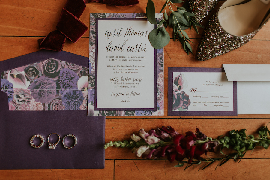 Deep Purple Eggplant Floral Wedding Invitation Suite | Tampa Bay Stationery Shop URBANcoast