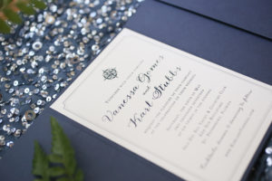Elegant White and Navy Blue Nautical Wedding Invitation Suite