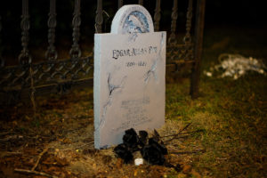 Halloween Themed Outdoor Wedding Decor with Tombstone and Black Roses | Tampa Bay Wedding Planner Special Moments Event Planning