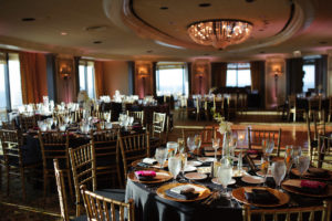 black linens wedding reception