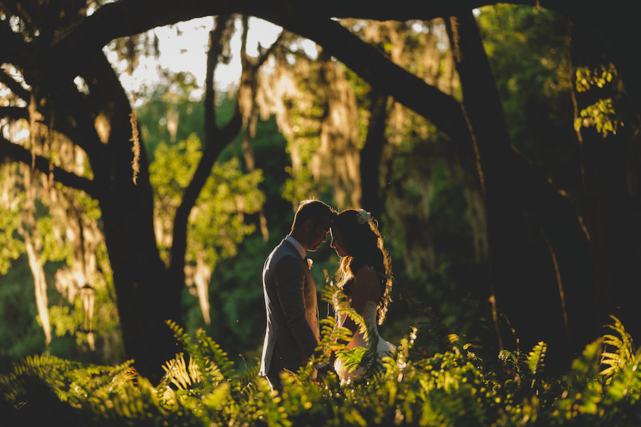 Outdoor Southern Country Bride and Groom Portrait with Spanish Moss at Rustic Tampa Bay Wedding Venue Cross Creek Ranch