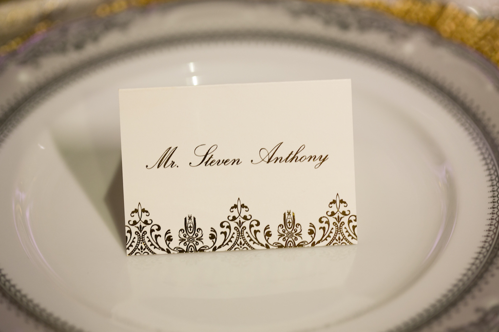 Vintage Inspired Stylish Wedding Reception Black and White Place Card | St. Petersburg Stationery Designer URBANcoast