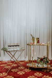 Gold Vintage Cocktail Hour Bar Cart and Champagne Station | Tampa Bay Vintage Wedding Rentals Ever After Vintage Weddings