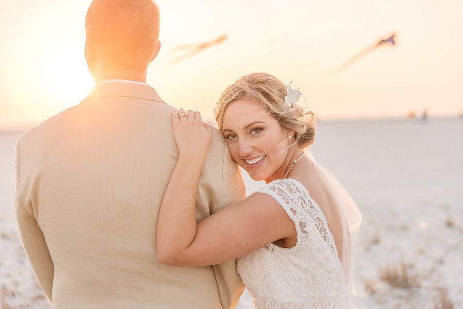Sunset Beach Wedding Portrait | Treasure Island Wedding | Tampa Bay Wedding Photographer Kristen Marie Photography