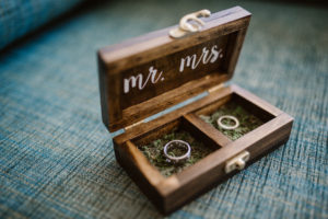 Mr and Mrs Wooden Ring Box Wedding Detail Photo