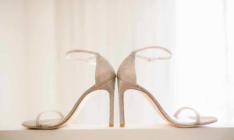Glamorous Silver Ankle Strap Stiletto Wedding Shoes