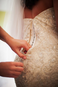Bride Getting Ready Wedding Dress Portrait | Downtown St. Pete Wedding Photographer Limelight Photography